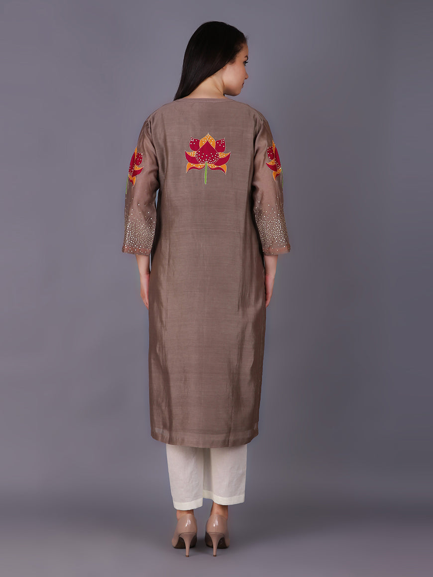 900806 GREY LOTUS APPLIQUE