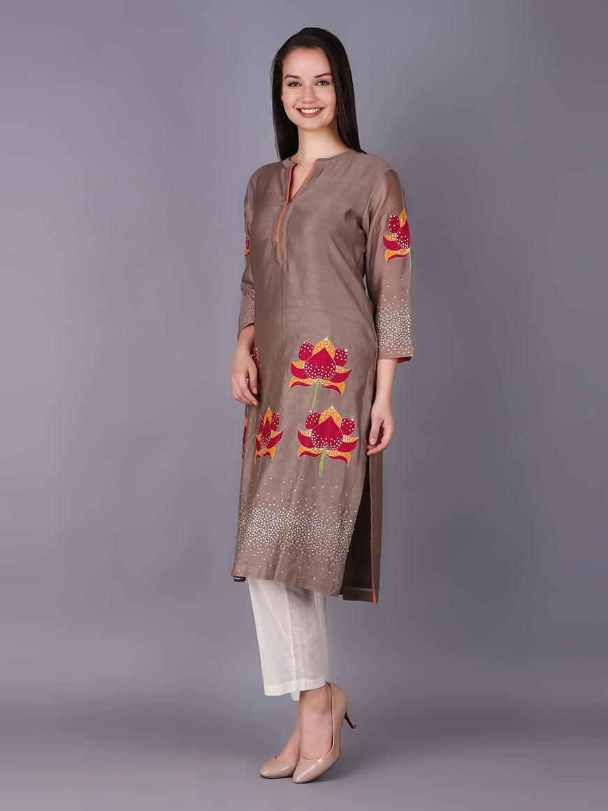 900806 GREY LOTUS APPLIQUE