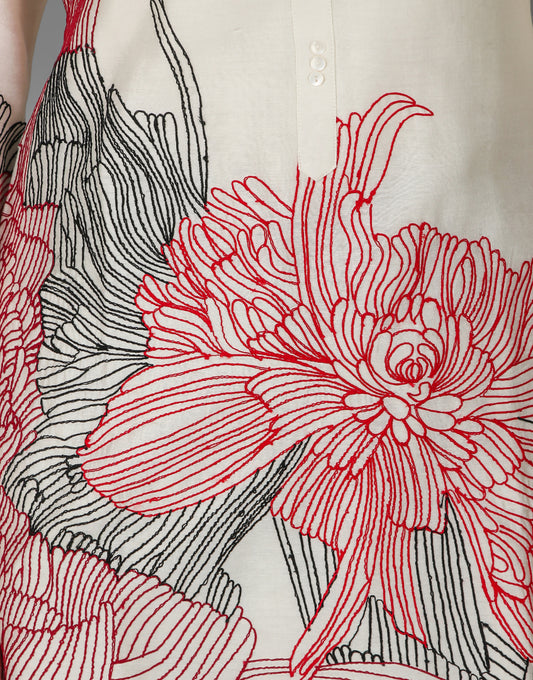 ABHJEET KHANNA |  EMBROIDERY TUNIC SET | BUY ONLINE INDIA | WORK WEAR KURTA SET | WHITE BLACK RED