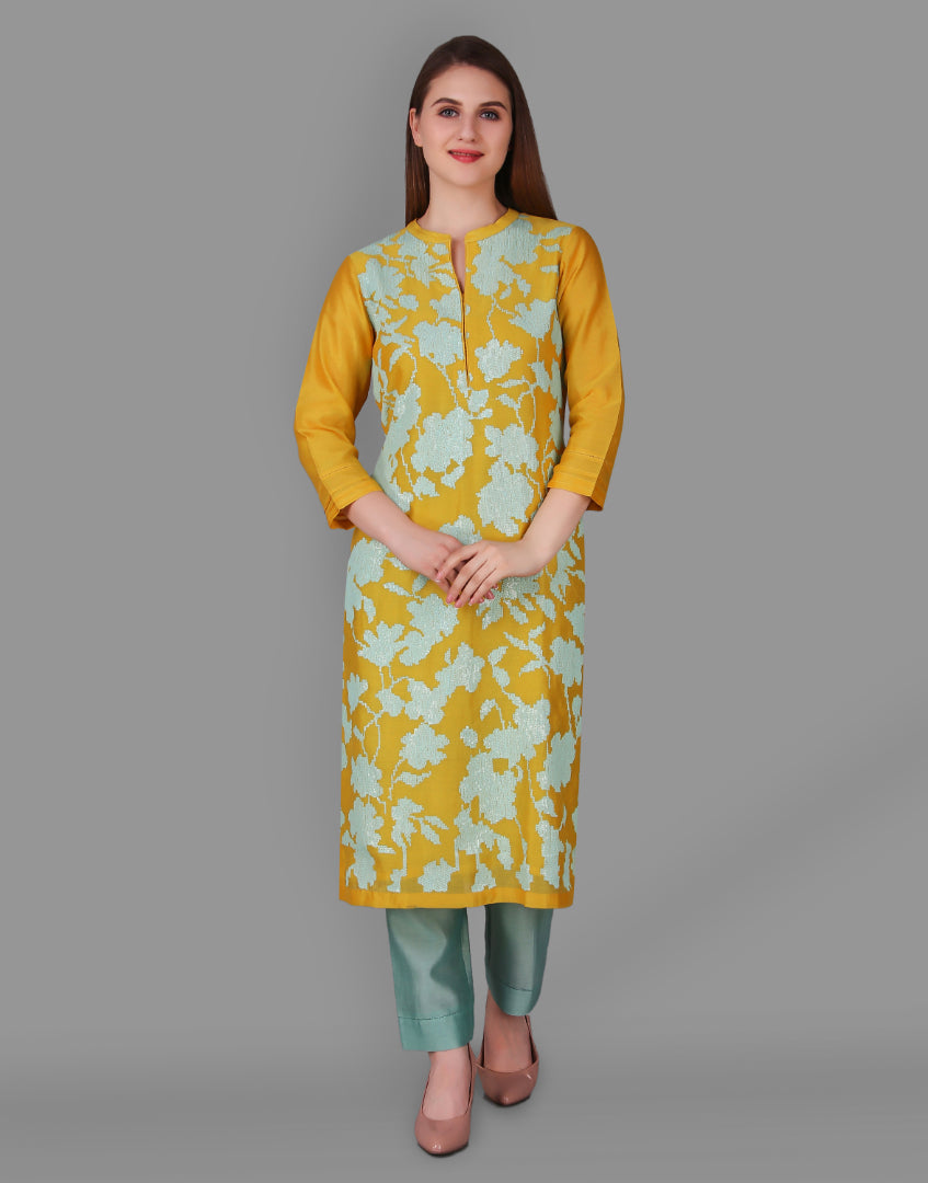 9001257 MUSTARD FLORAL BLOB CONTRAST