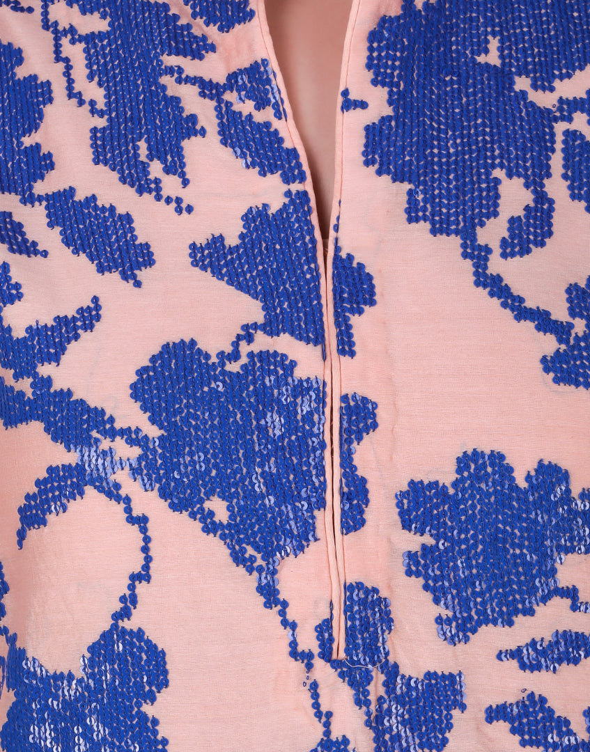ABHJEET KHANNA | EMBROIDERY TUNIC SET | BUY ONLINE INDIA | PEACH
