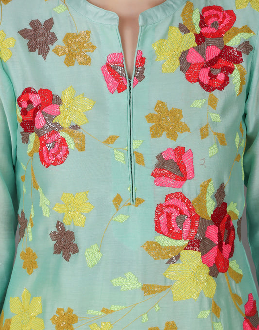 ABHJEET KHANNA | ALL OVER HAND EMBROIDERY TUNIC SET | INDIAN WEDDING OUTFIT TROUSSEAU ONLINE INDIA