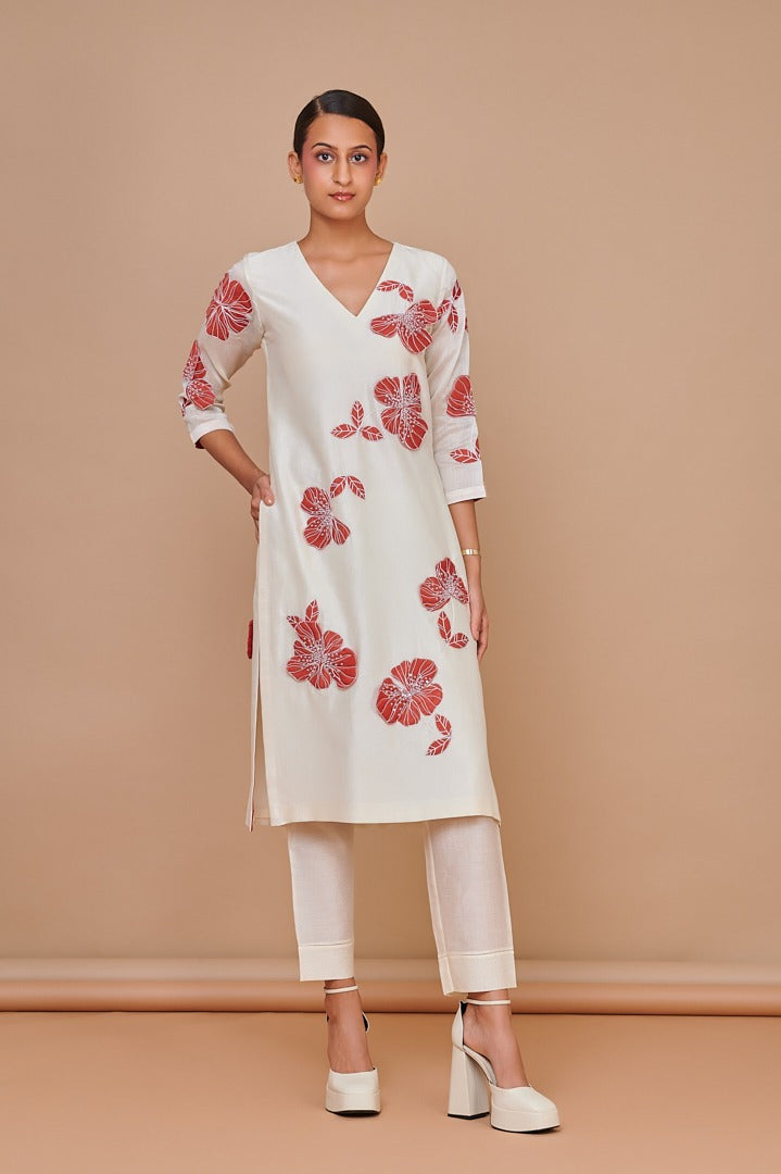 ABHJEET KHANNA | SHOP TUNICS ONLINE | IVORY KURTA SET