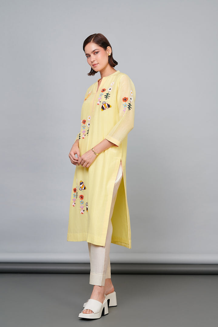 1343 Chanderi Emb Kurta with Bottoms