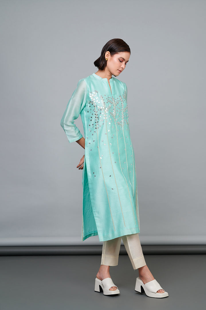 1348 Mint Emb Kurta with Bottoms