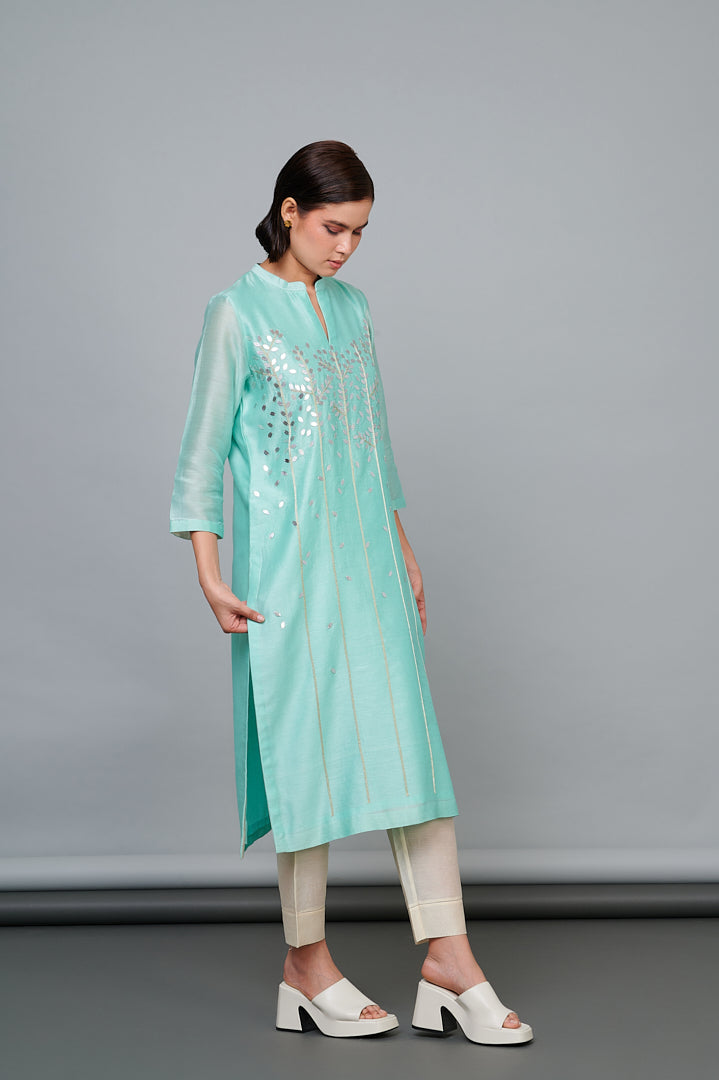 1348 Mint Emb Kurta with Bottoms