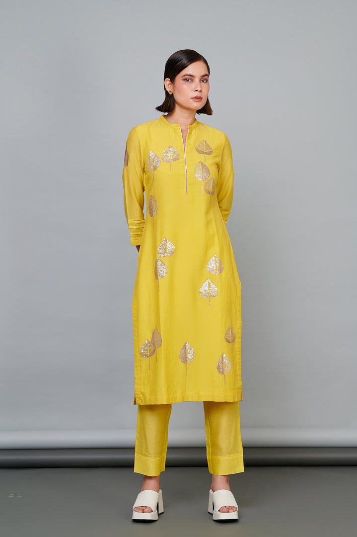 ABHJEET KHANNA | SHOP TUNIC ONLINE INDIA | MANGO YELLOW KURTA LIGHT FESTIVE TUNIC SET | FESTIVE WEAR