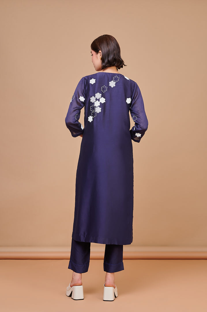 1336 Floral Applique Emb Kurta with Bottoms