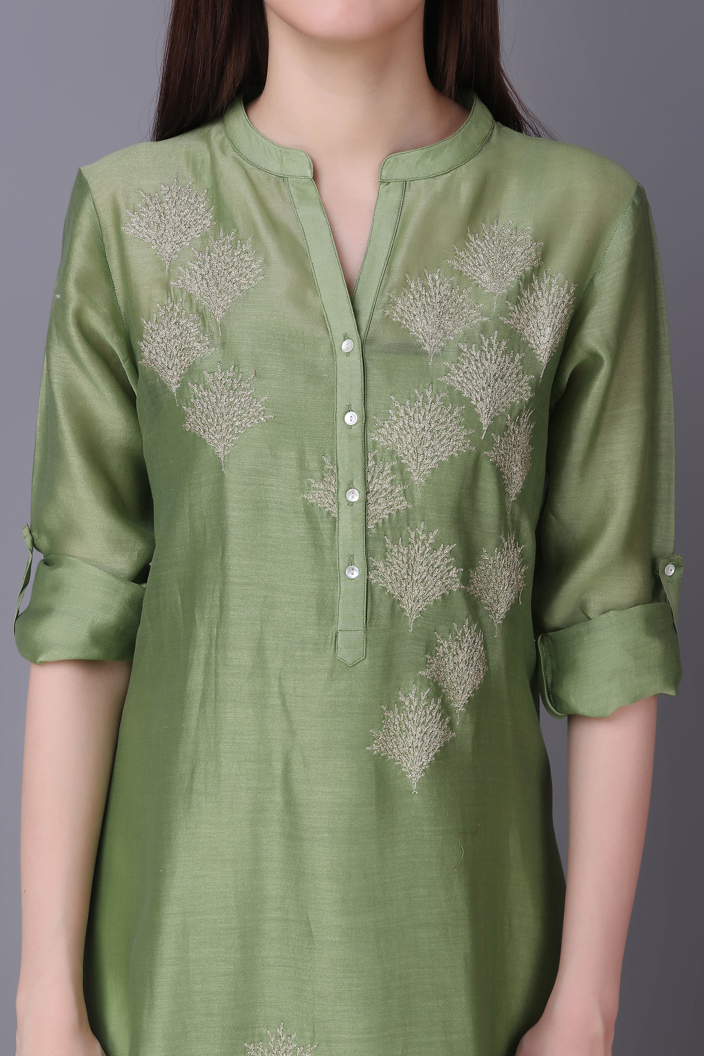 9001066 OLIVE GEOMETRIC ZARI FLORAL