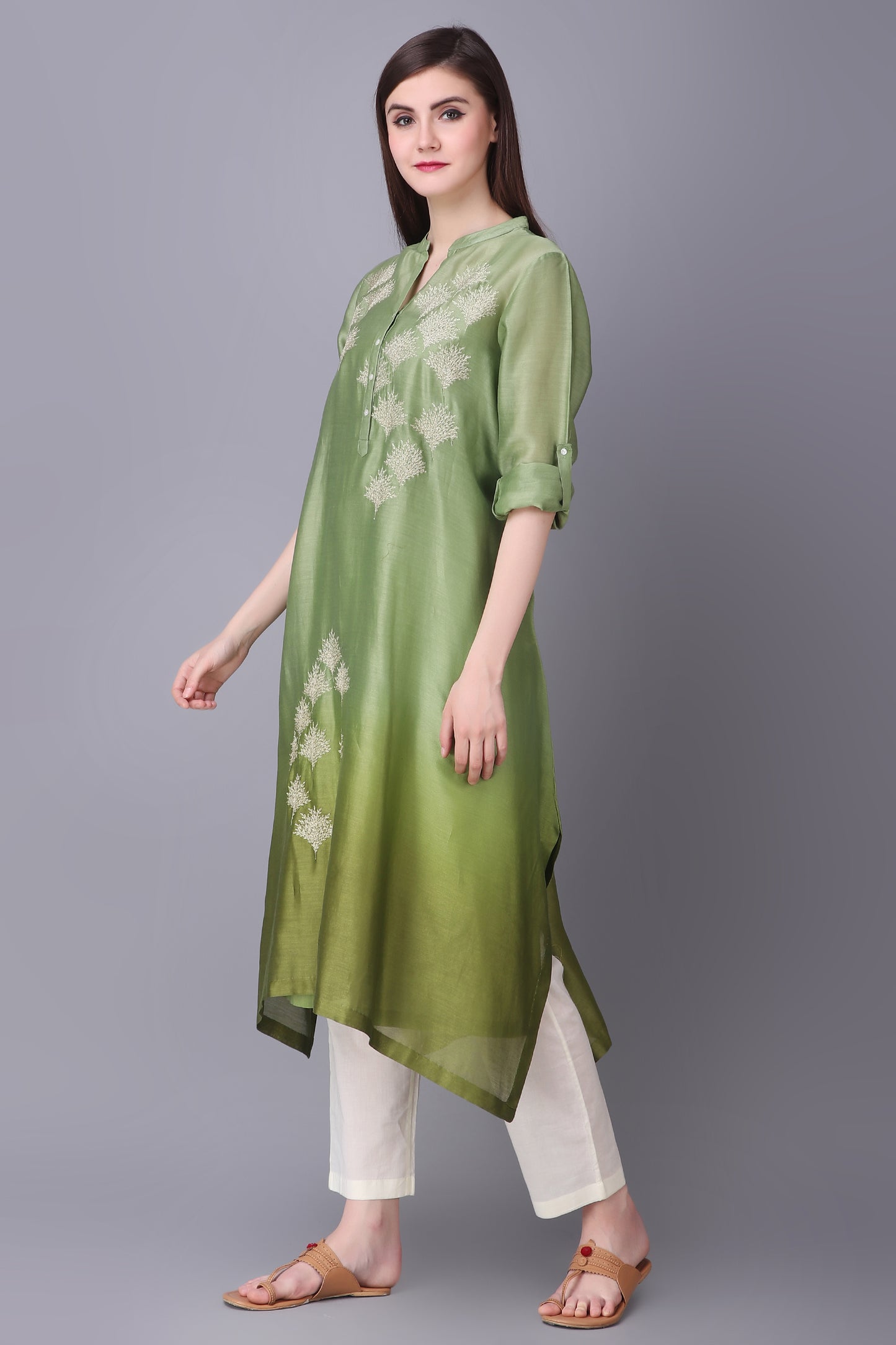 9001066 OLIVE GEOMETRIC ZARI FLORAL