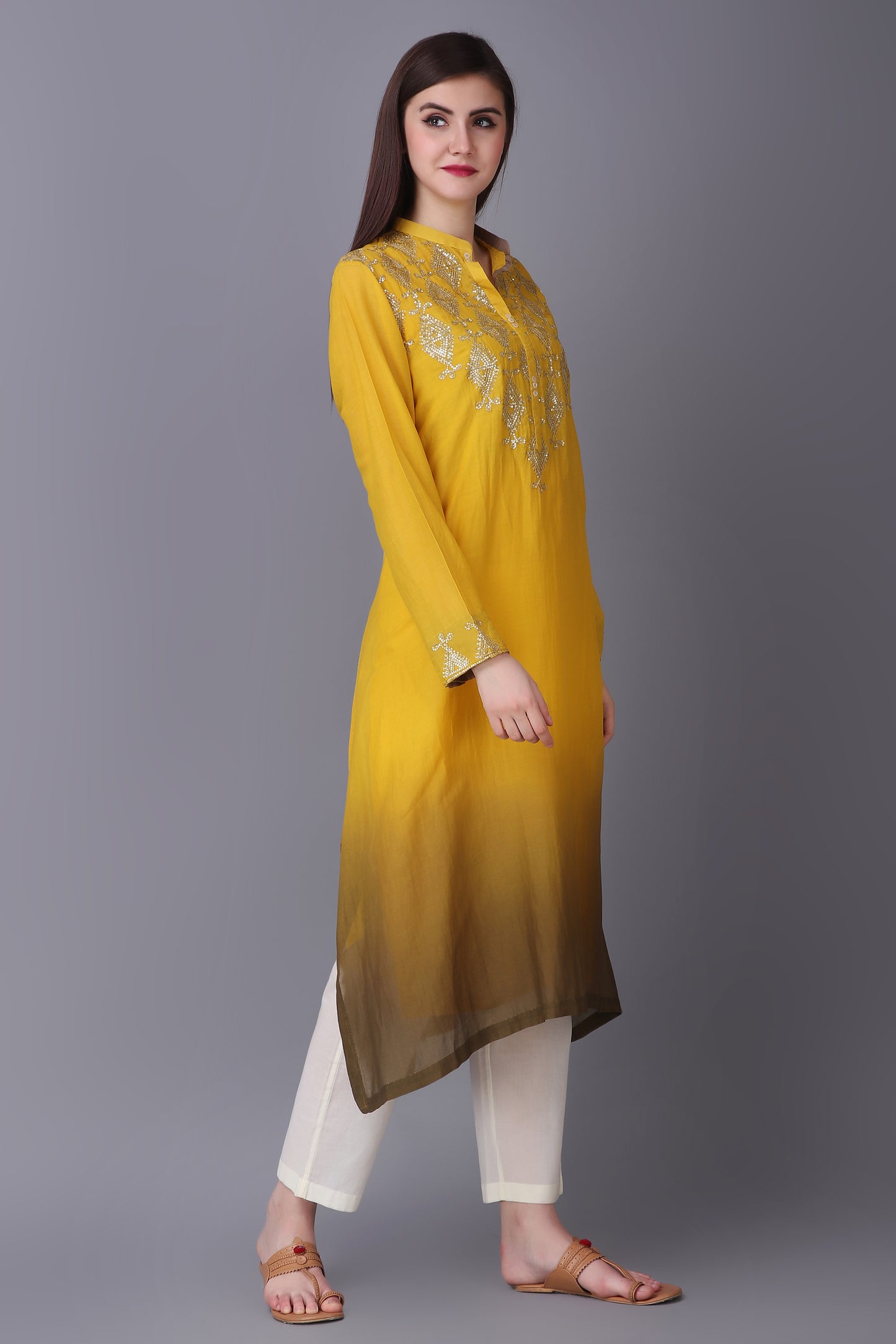 9001069 MUSTARD CHOCOLATE OMBRE RHOMBUS GOLD