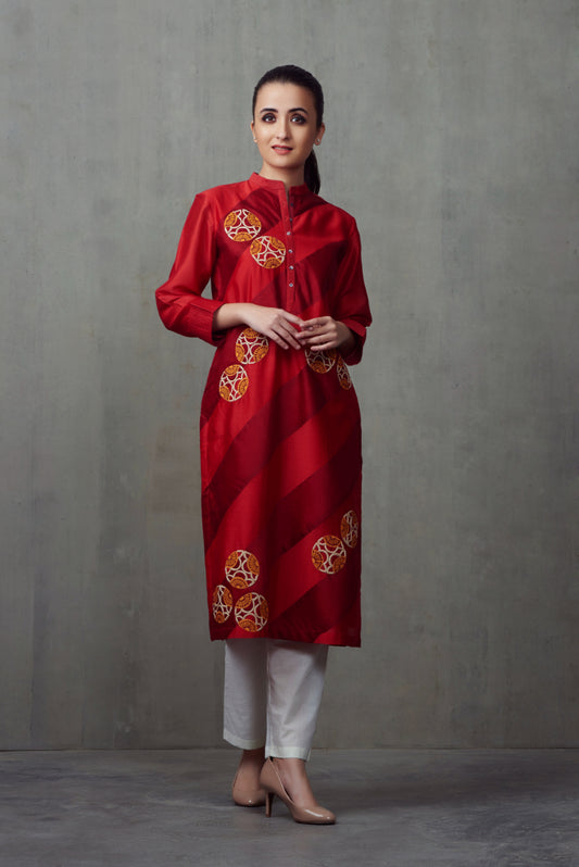 ABHJEET KHANNA | SHOP CHANDERI TUNIC SET