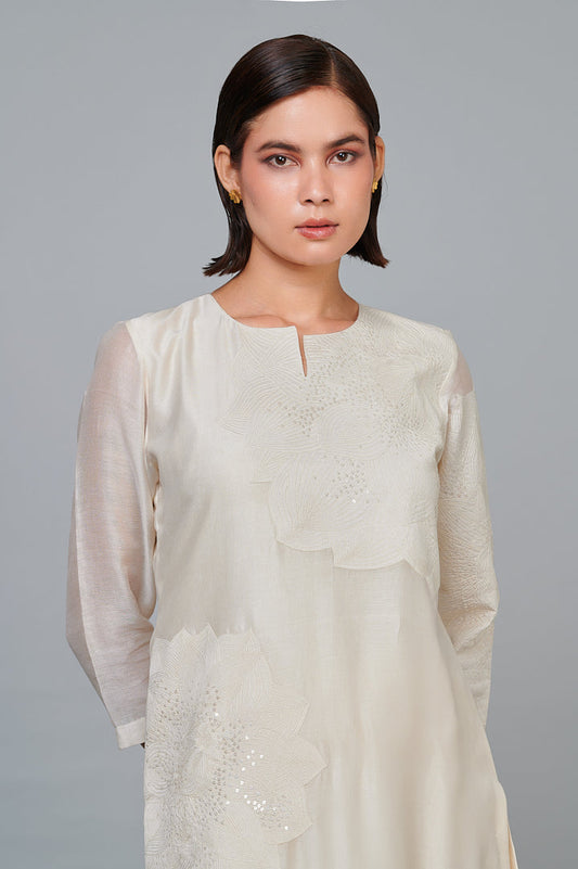 ABHJEET KHANNA | WHITE KURTA SET | WHITE LOTUS