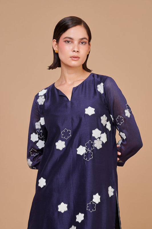 1336 Floral Applique Emb Kurta with Bottoms