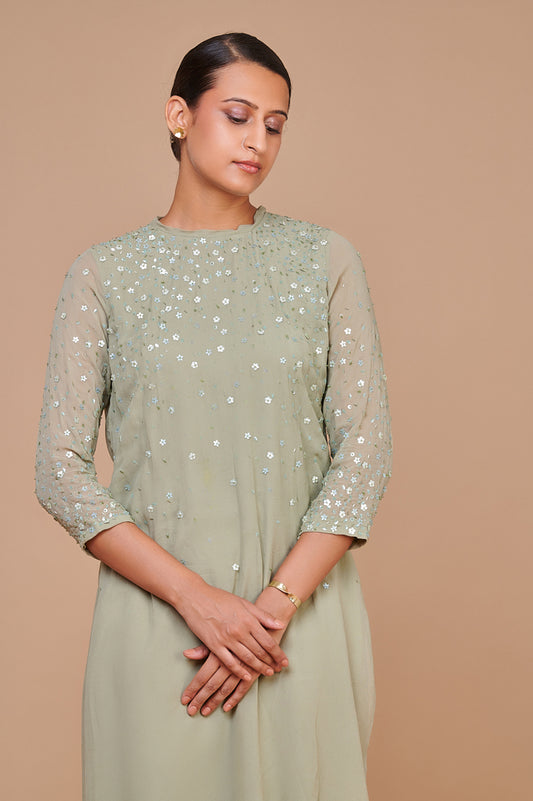 ABHJEET KHANNA | SHOP STYLISH EVENING WEAR ONLINE INDIA | GEORGETTE TUNIC