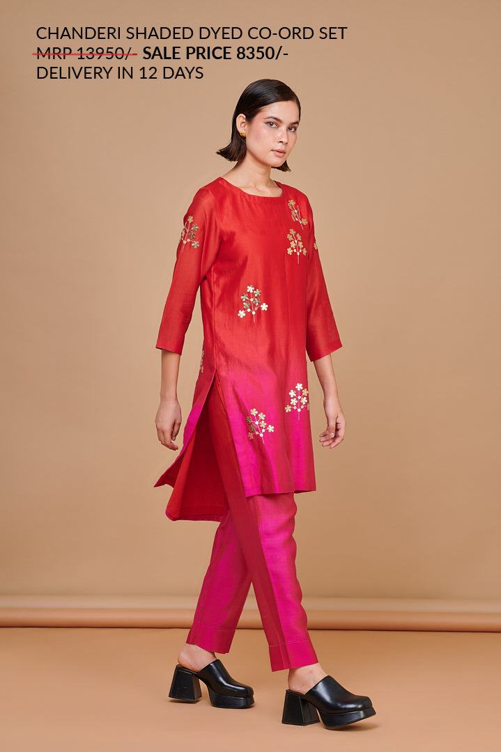 Embroider Chanderi Co-ord Set
